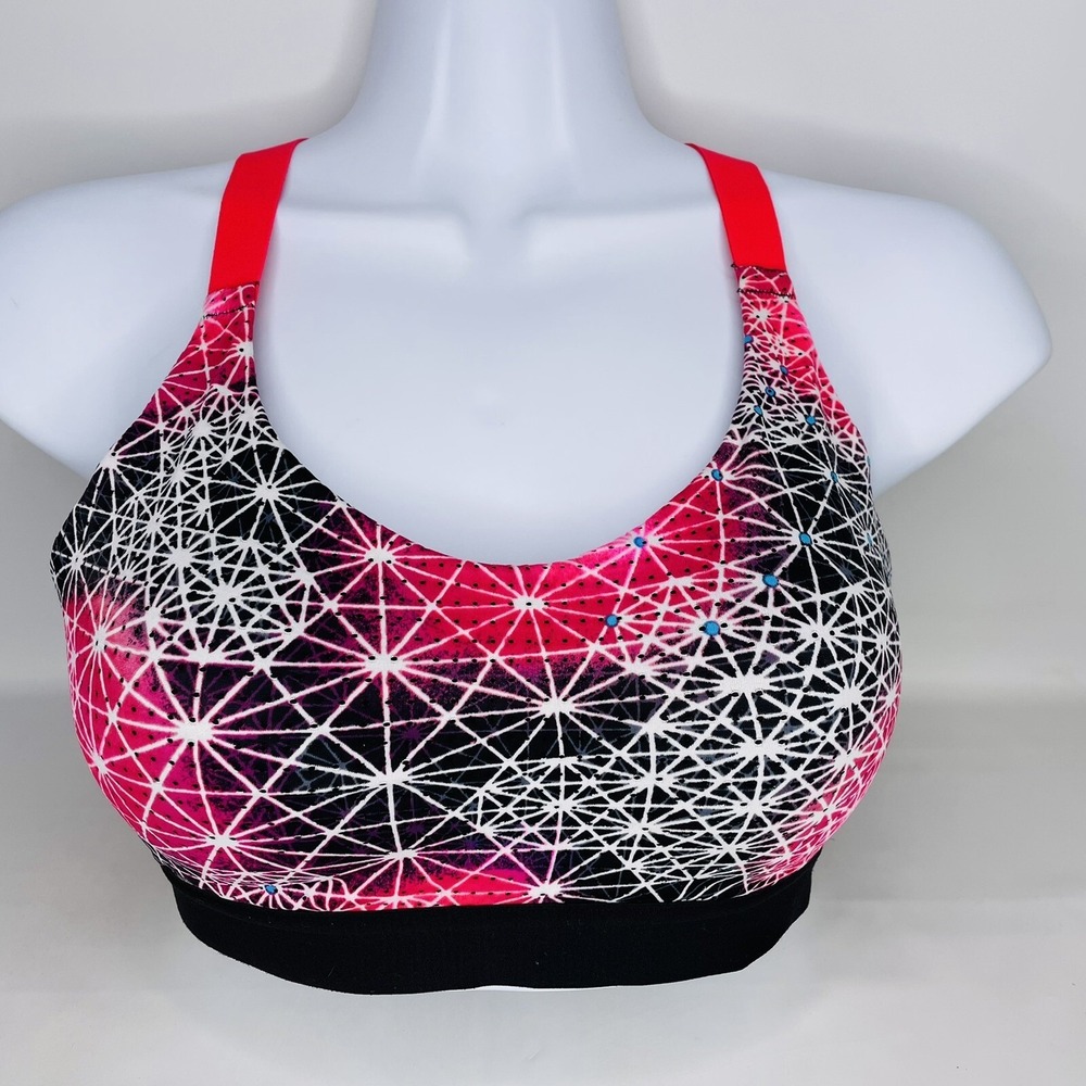 Victoria's Secret VSX Sports Bra Sz 32C Pink Black Lightweight Adjustable Strap‎